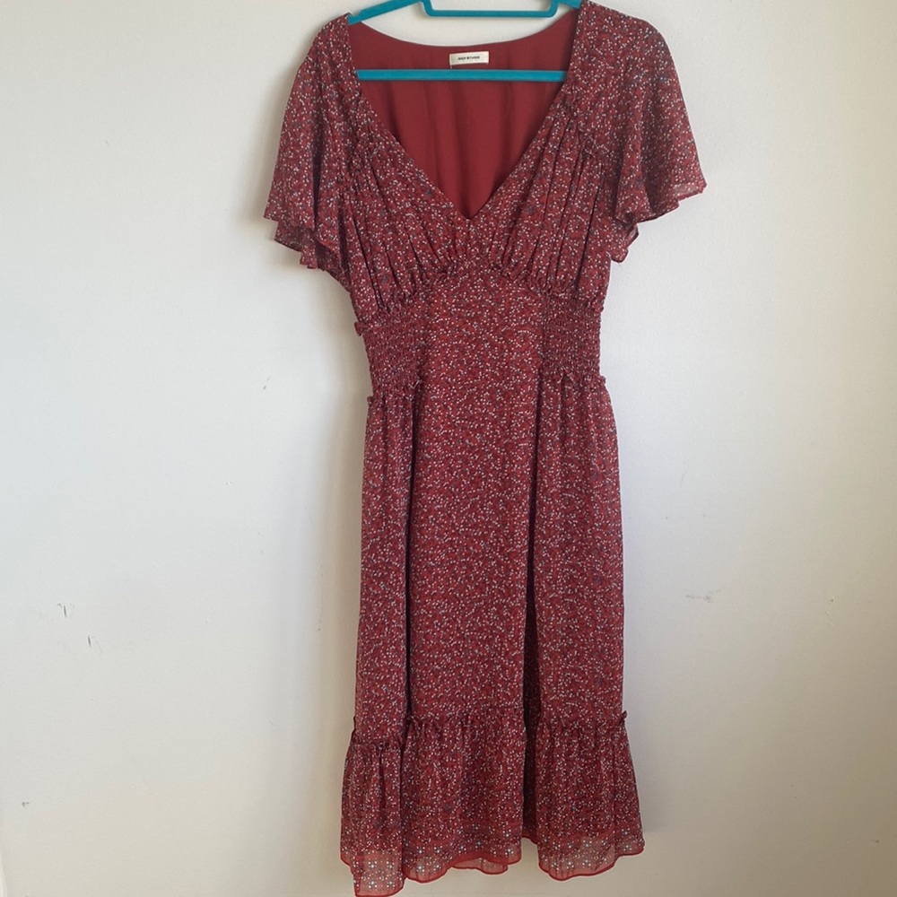 Red Floral Midi Dress